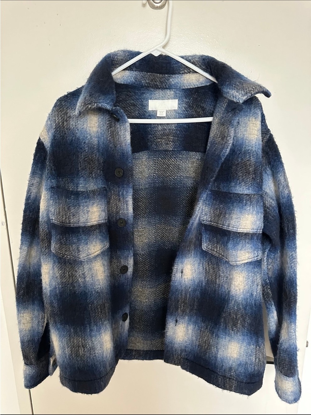 Zara Blue and White Plaid Shacket
